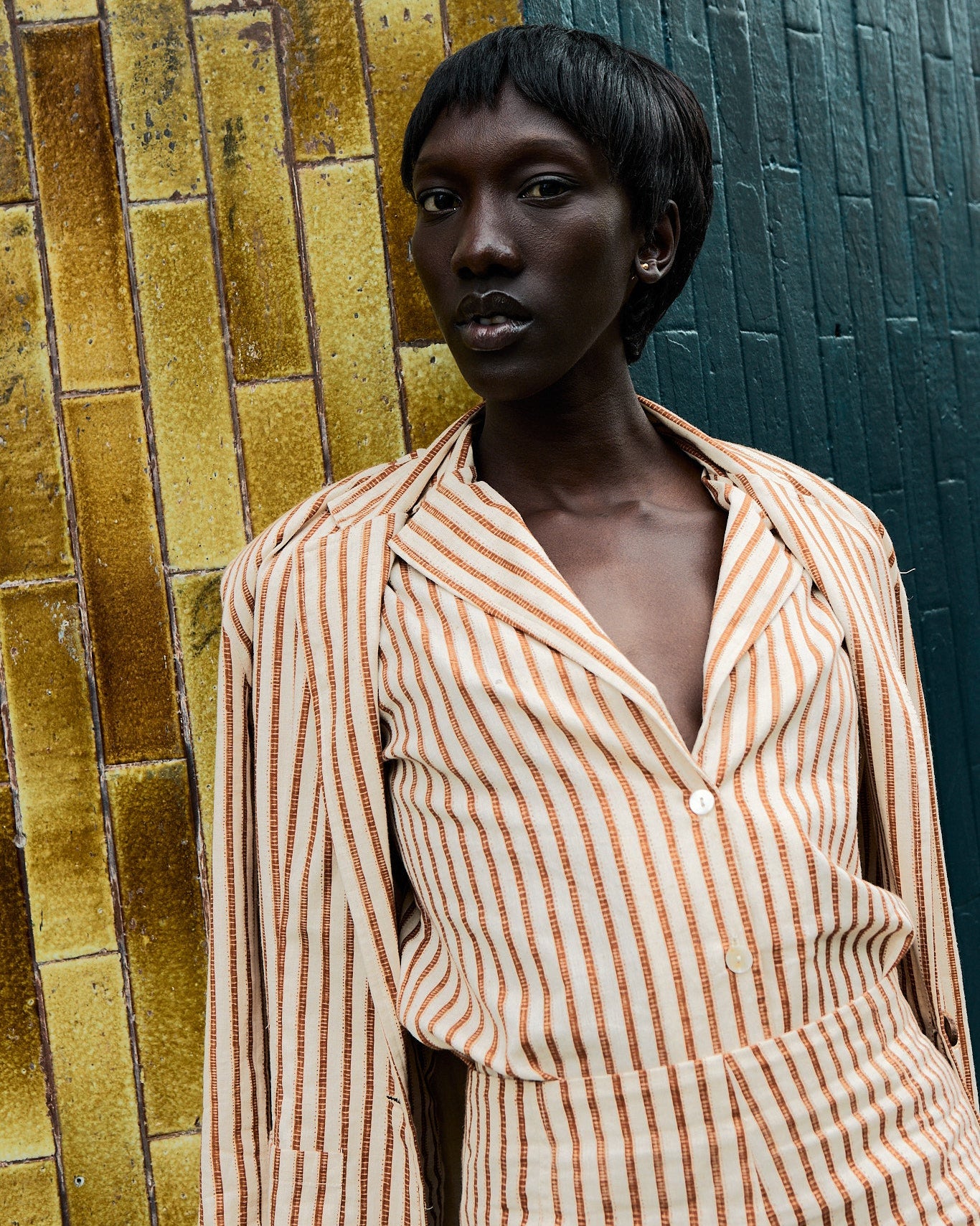 Brown Stripes Lapel shirt