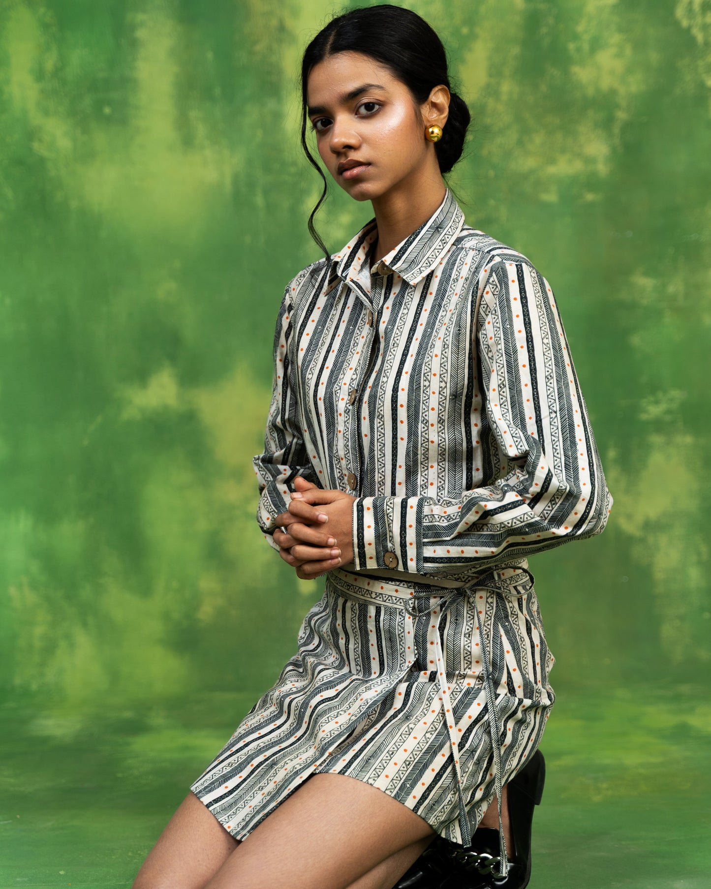 Warli Stripes Wrap Skirt