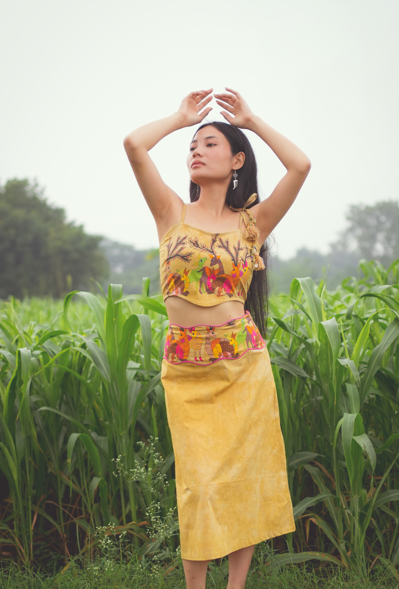 Deer Family Midi Skirt