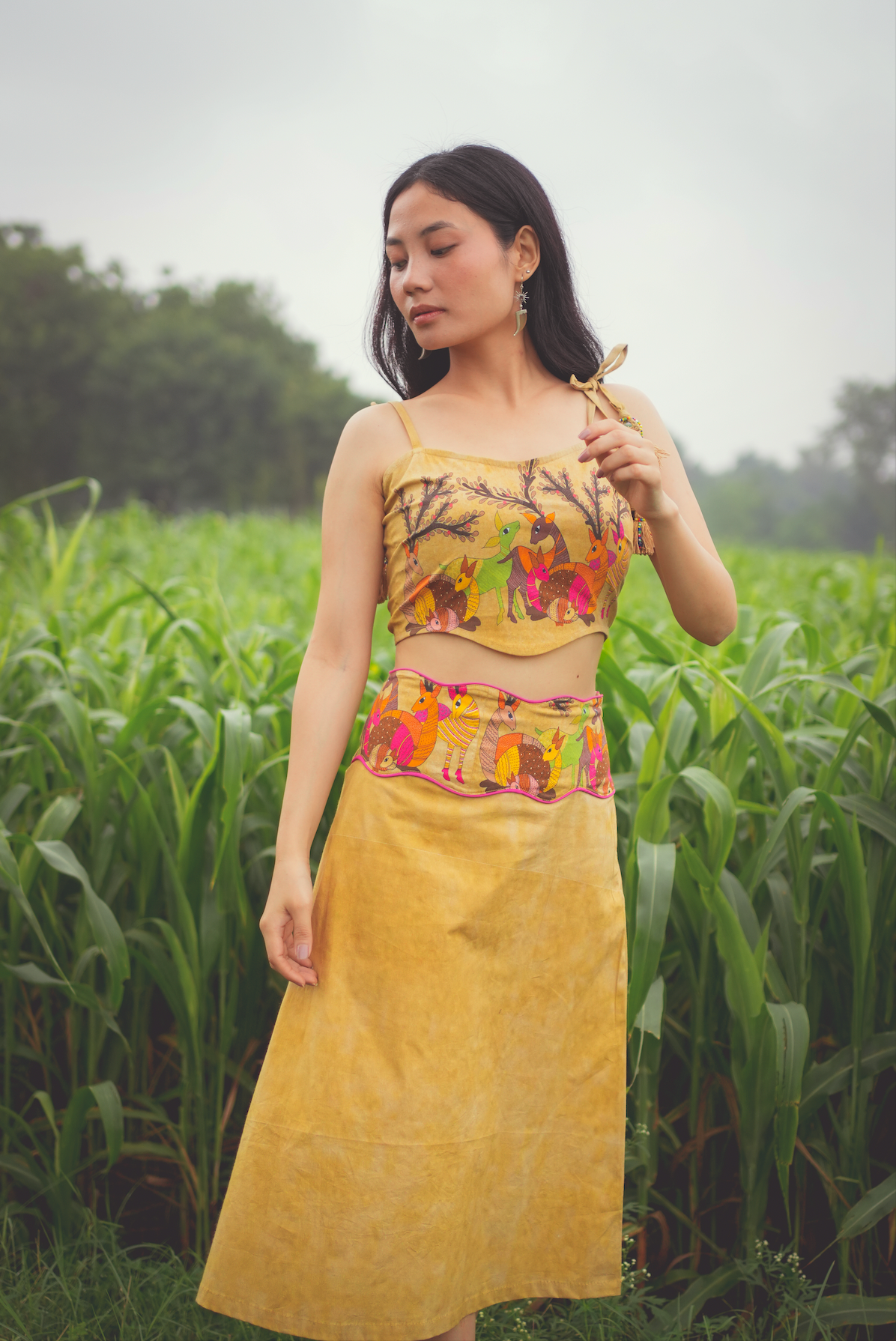 Deer Family Midi Skirt
