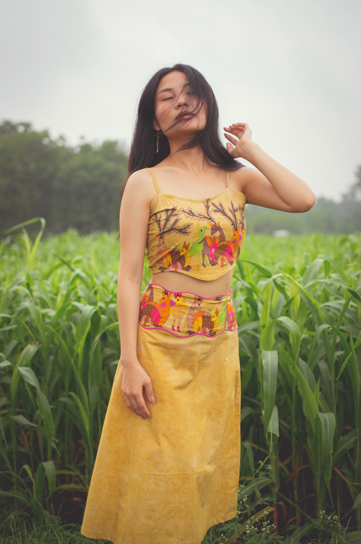 Deer Family Midi Skirt