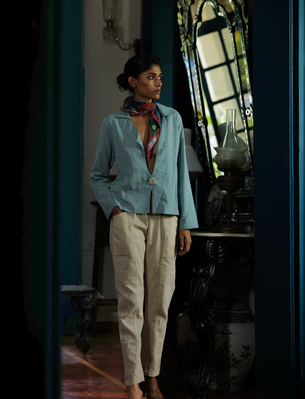 Blue Front Cut Top