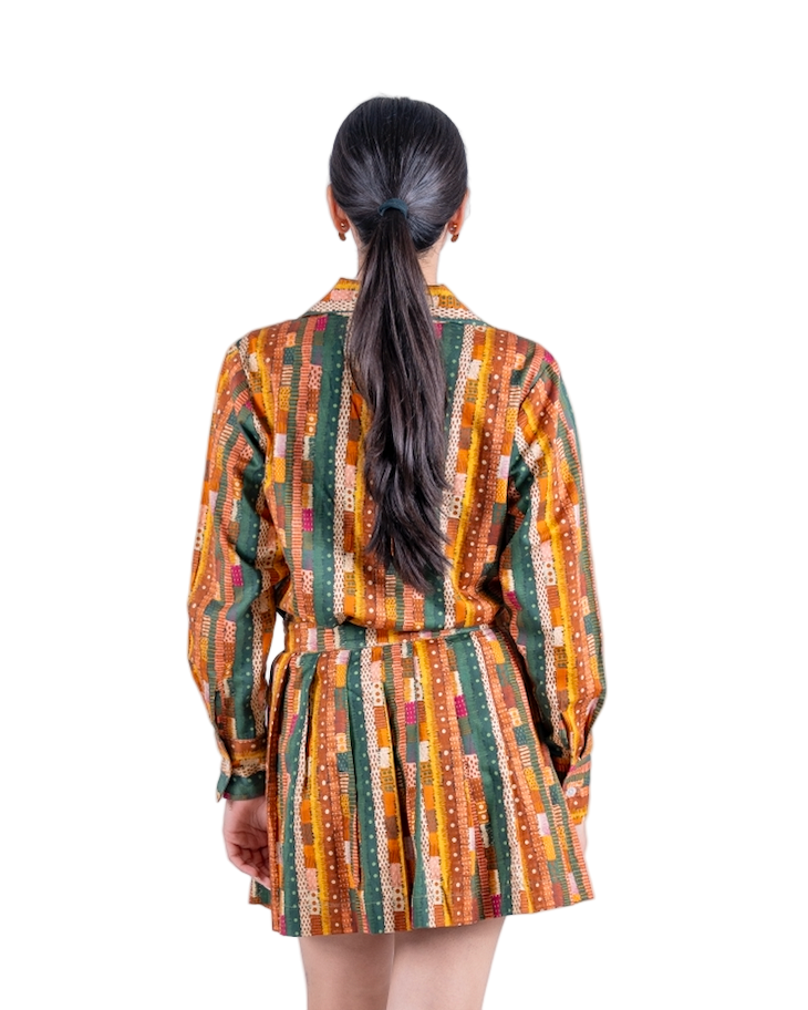 Gond abstract stripes skater skirt