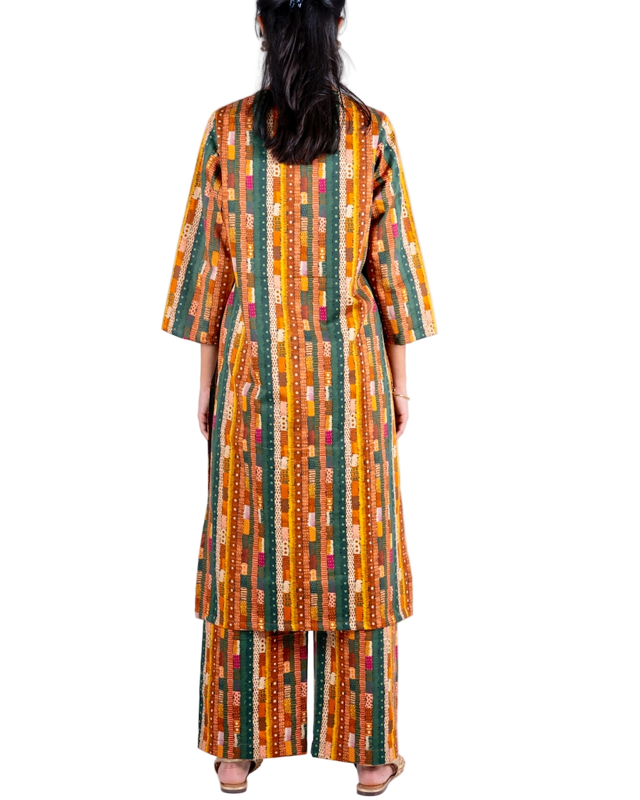 Gond Abstract Stripes Kurta Set (Set of 2)