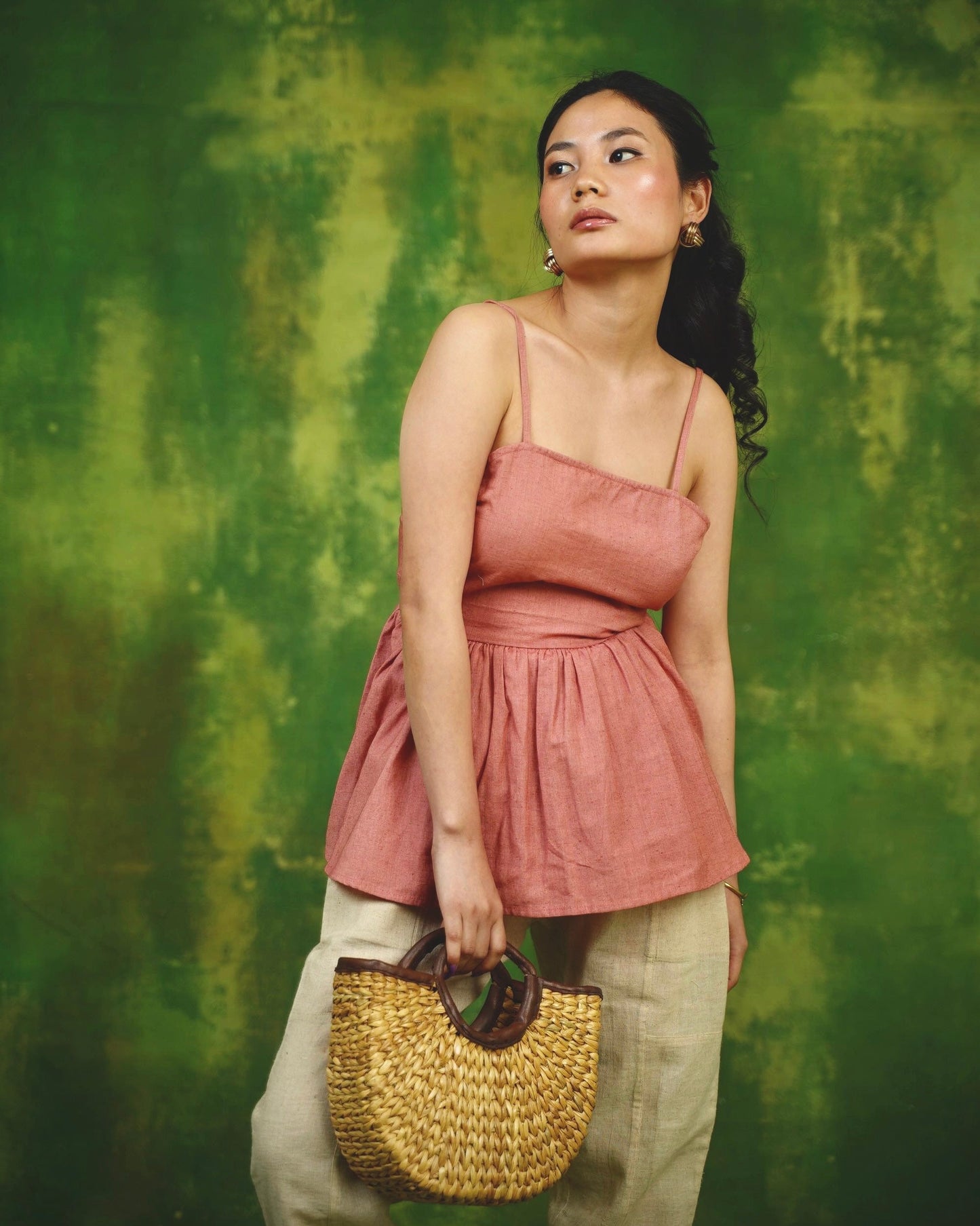 Pink Backless peplum top