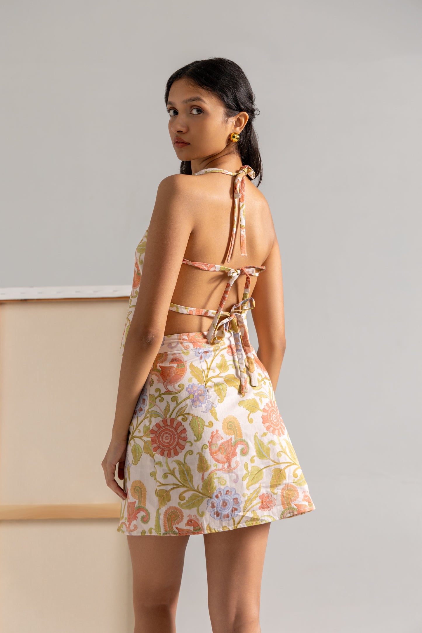 Kalamkari Mor Backless Top