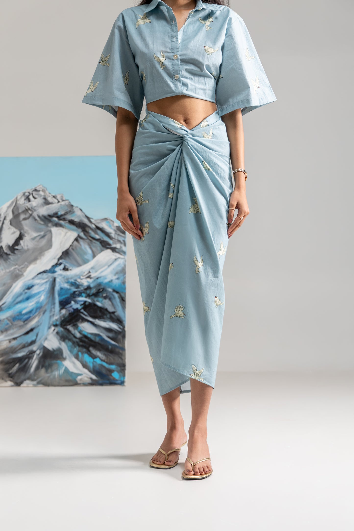 Birds Dhoti Skirt