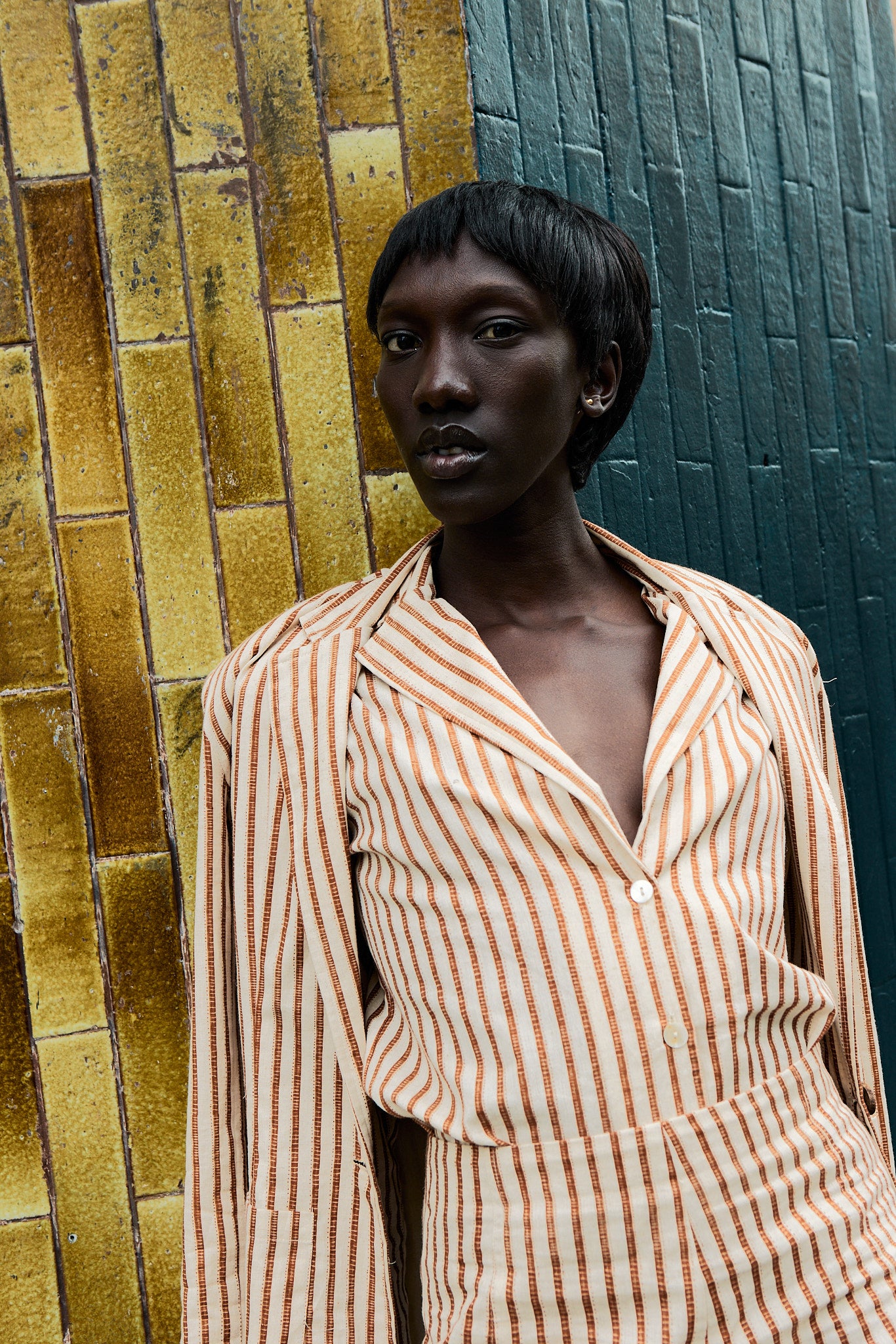 Brown Stripes Lapel shirt