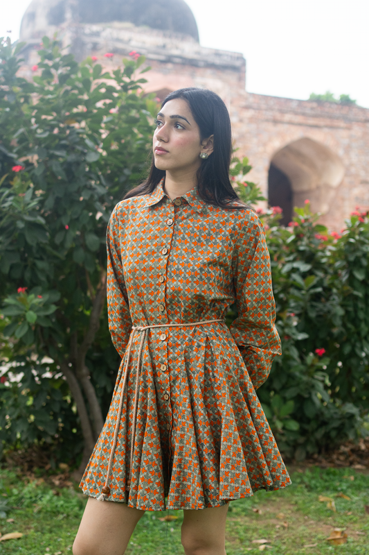 Nadiya Layered Short Dress with Belt