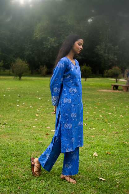 Madhubani Shafri Kurta with Embroidered Sleeves