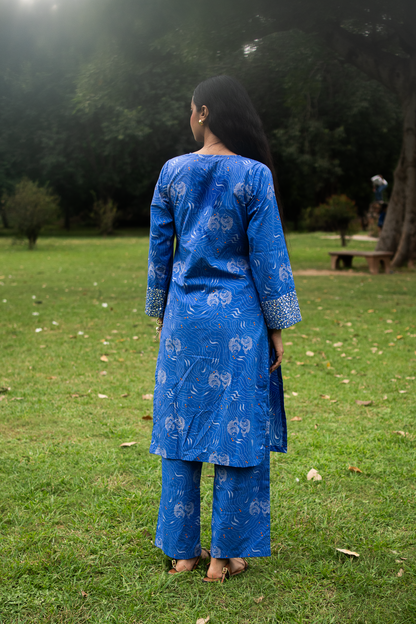 Madhubani Shafri Kurta with Embroidered Sleeves