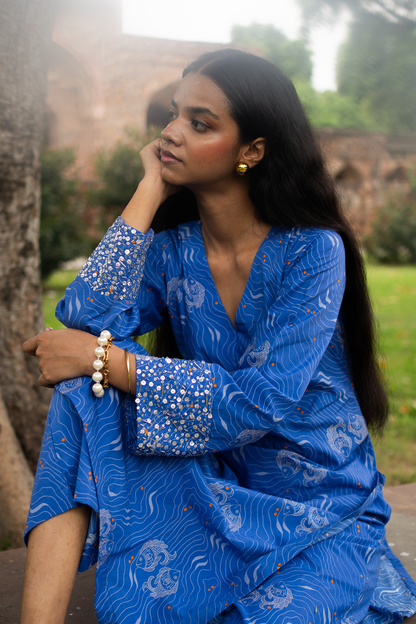 Madhubani Shafri Kurta with Embroidered Sleeves