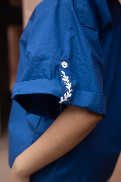 Blue Phool Embroidered Top