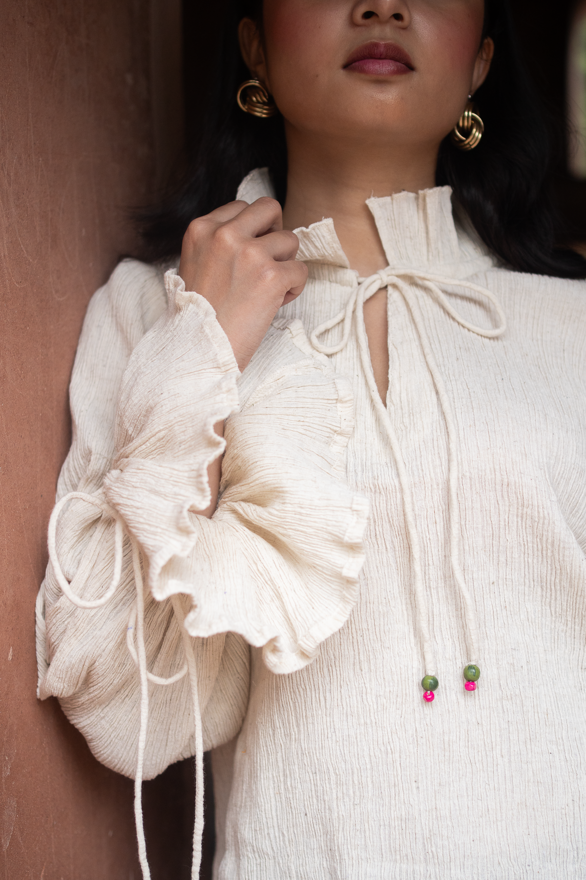 Textured Ivory Tulip Top