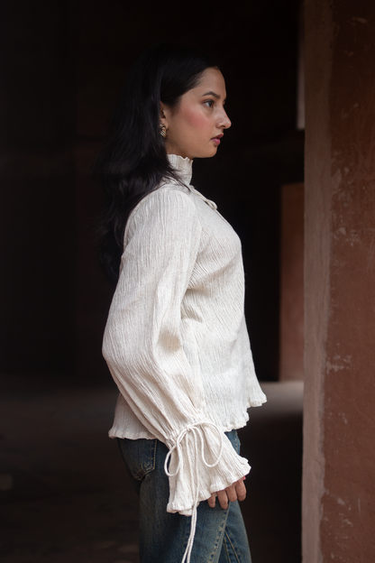 Textured Ivory Tulip Top