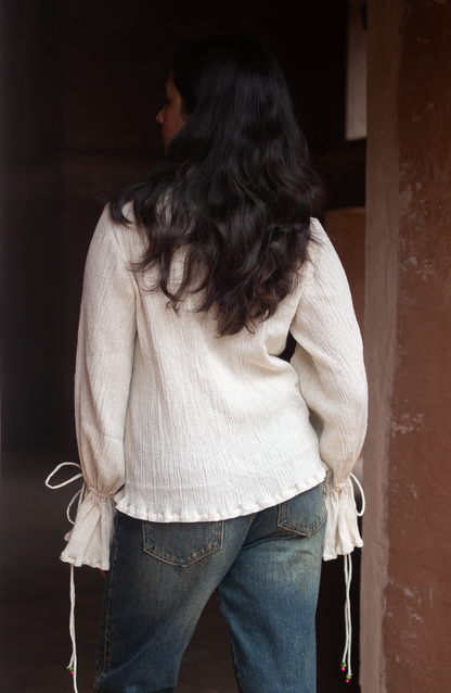 Textured Ivory Tulip Top