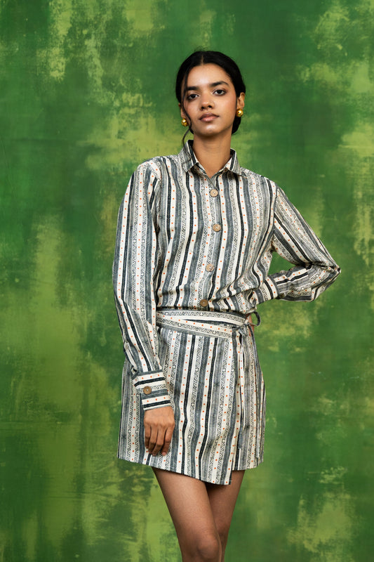 Warli Stripes Wrap Skirt