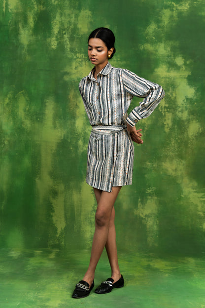 Warli Stripes Wrap Skirt
