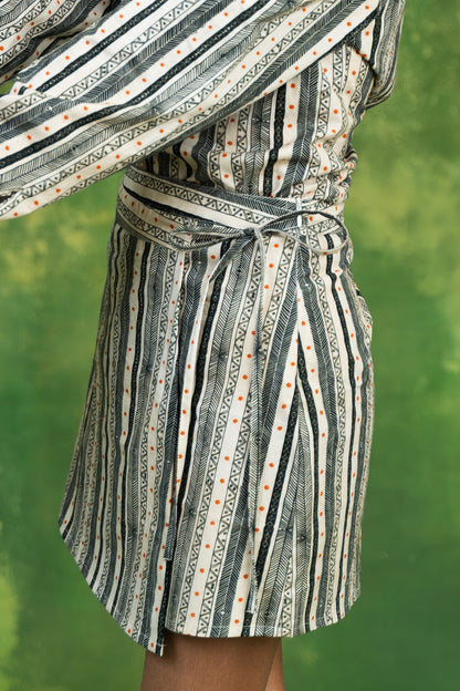 Warli Stripes Wrap Skirt