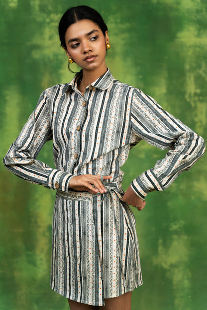 Warli Stripes Wrap Skirt