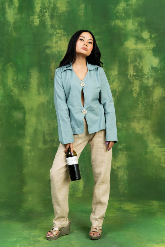 Blue Front Cut Top