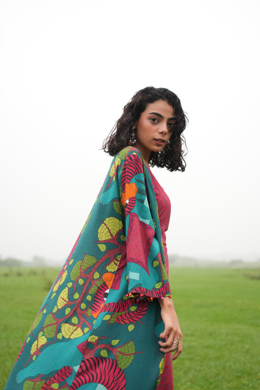 Vanraj Slip Dress with cape