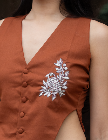 Madhubani Panchi Embroidered waistcoat