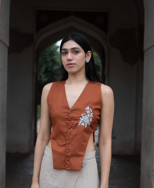 Madhubani Panchi Embroidered waistcoat