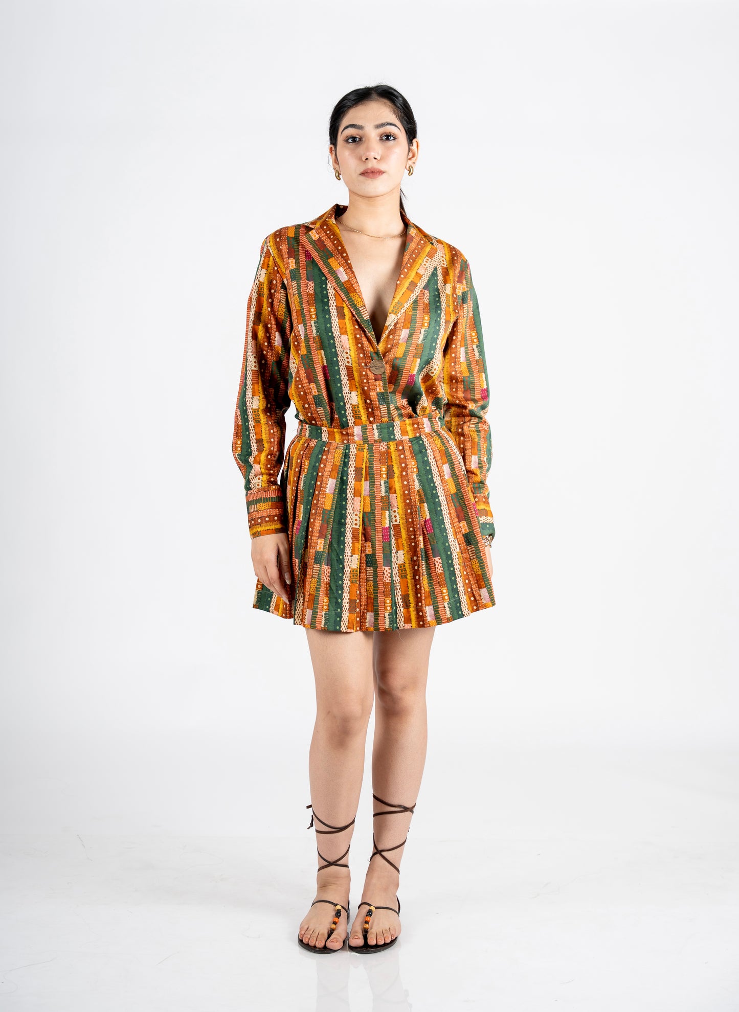 Gond abstract stripes skater skirt