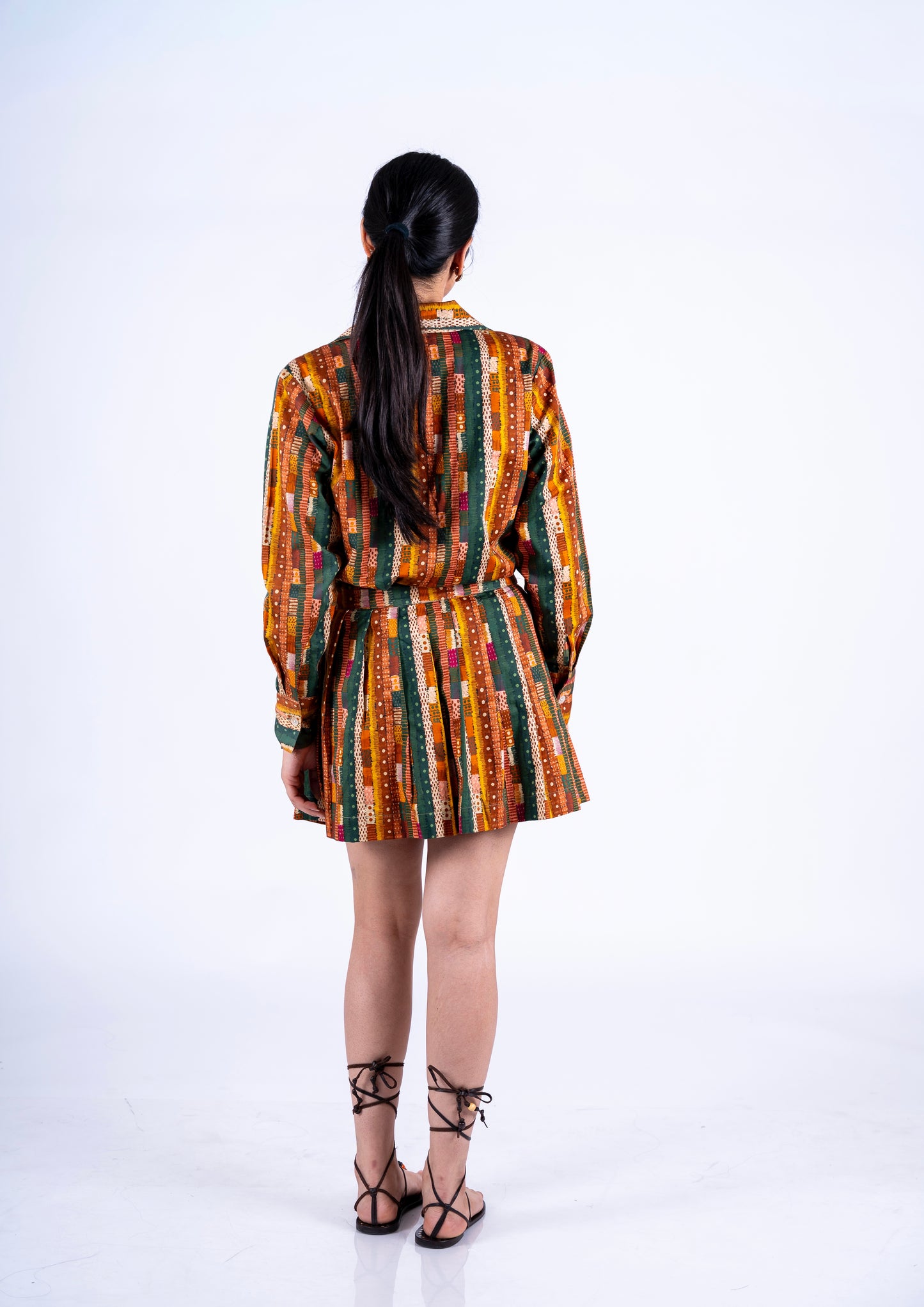 Gond abstract stripes skater skirt