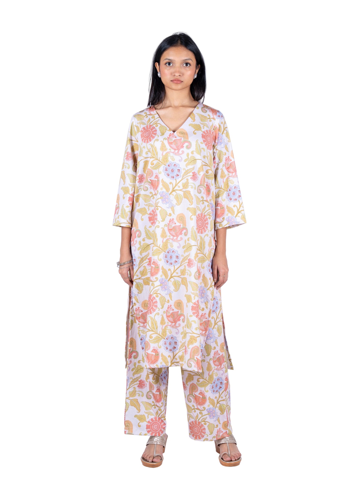 Kalamkari Mor Kurta Set