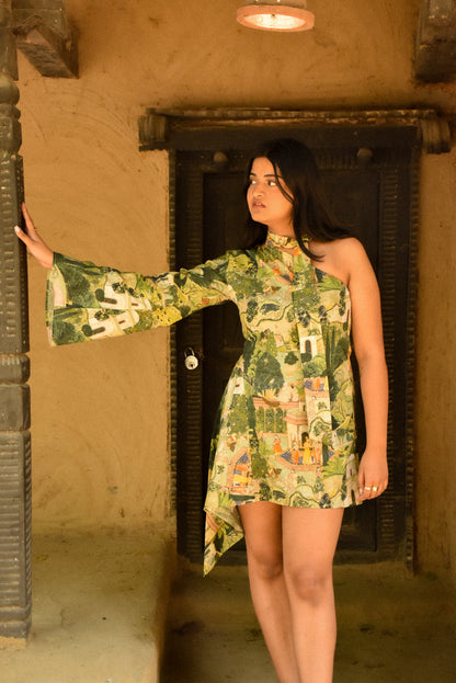 Vantara Assymetric Scarf Dress