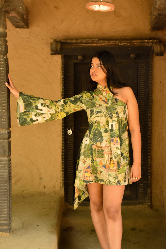Vantara Assymetric Scarf Dress