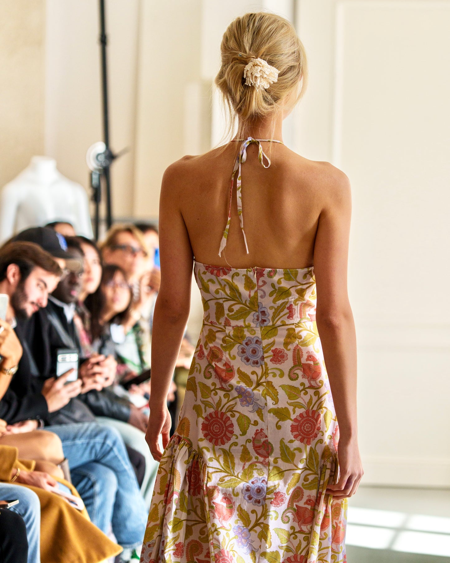 Kalamkari Mor Backless Halter Dress