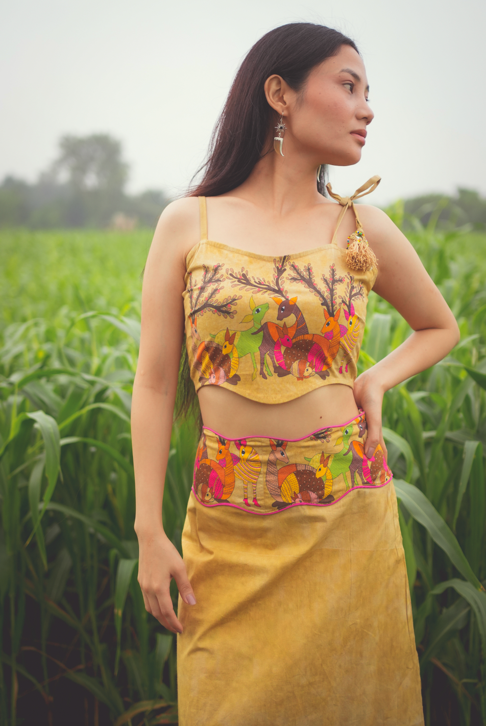 Deer Family Midi Skirt