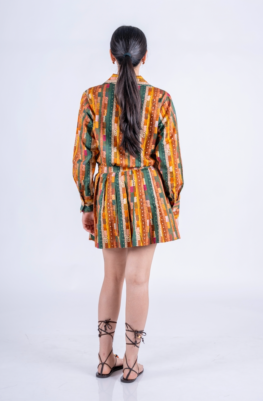 Gond abstract stripes skater skirt