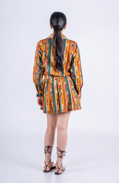 Gond abstract stripes skater skirt