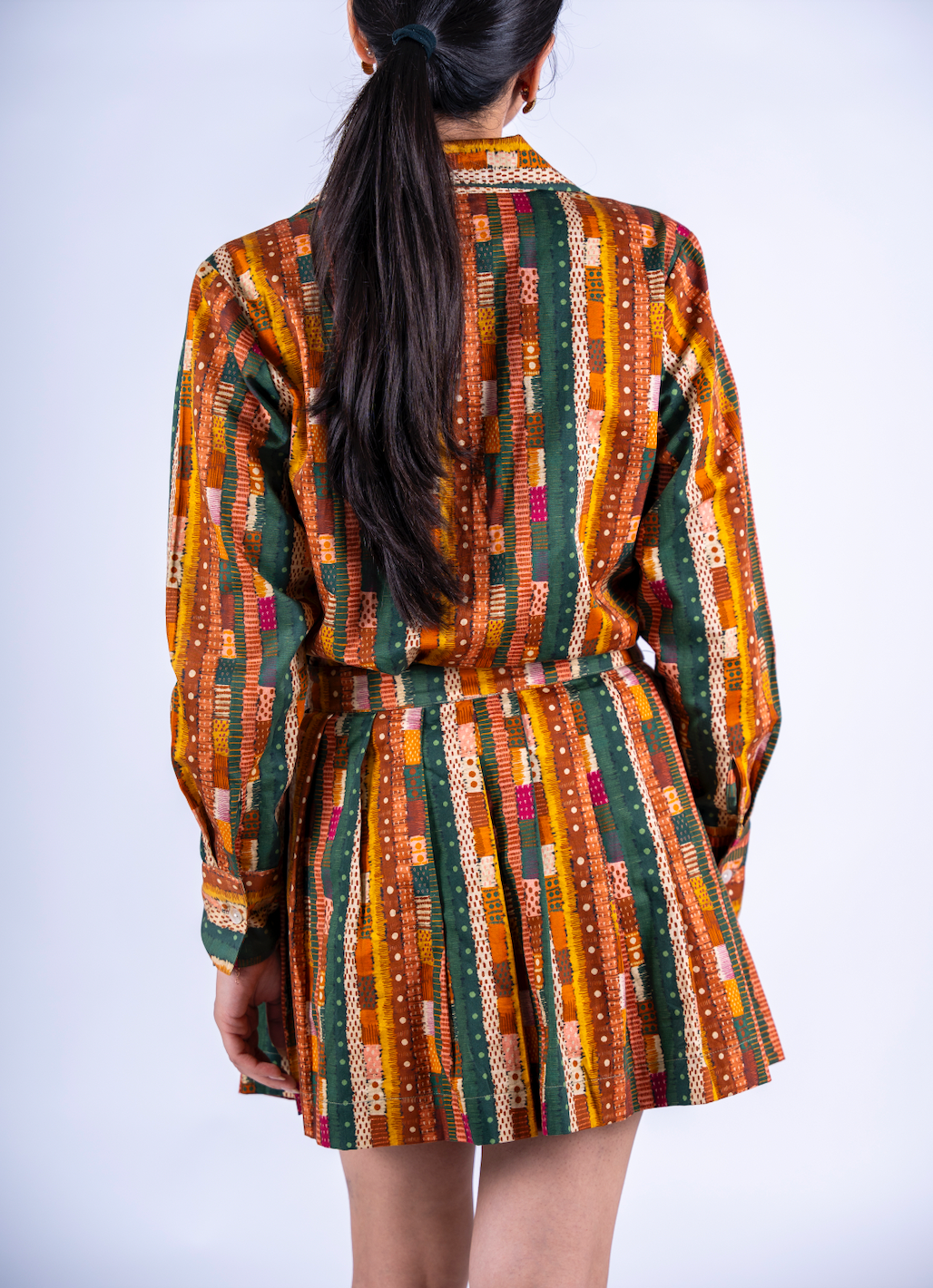 Gond abstract stripes skater skirt