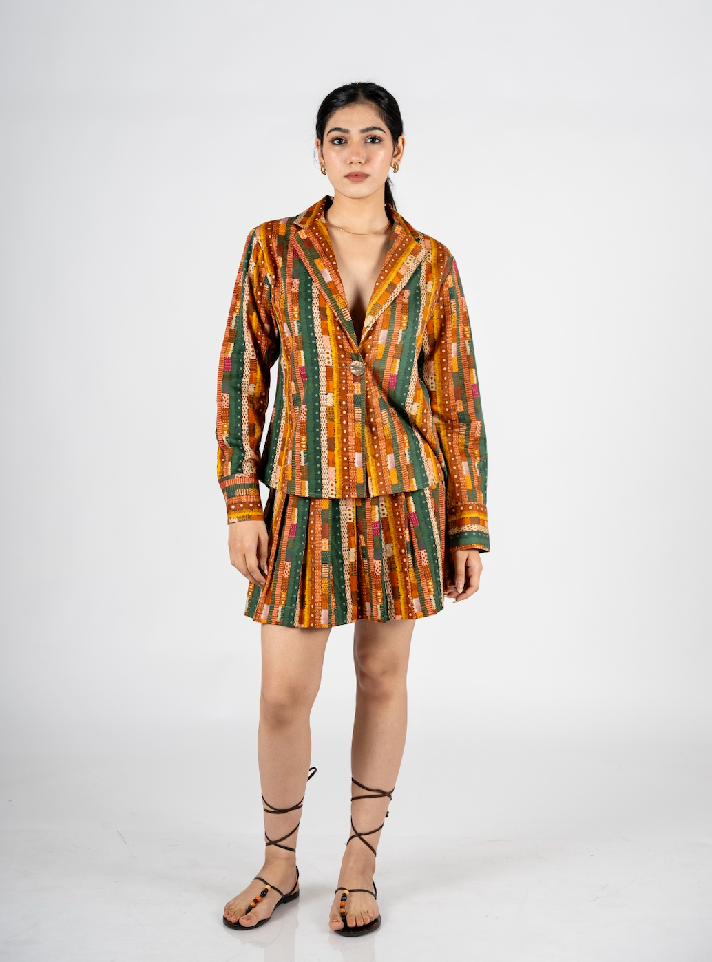 Gond abstract stripes lapel shirt