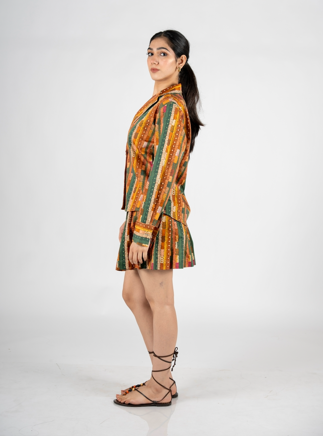 Gond abstract stripes lapel shirt