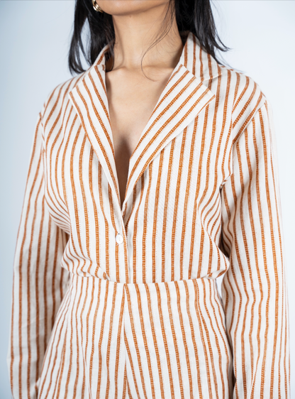 Brown Stripes Lapel shirt