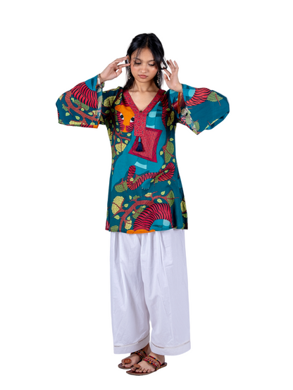 Vanraj Short Kurta with Bell Sleeves