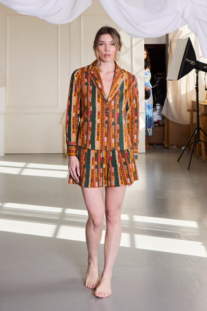 Gond abstract stripes lapel shirt