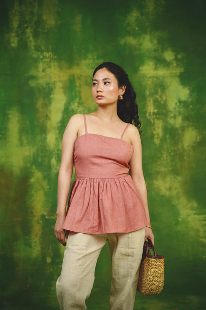 Pink Backless peplum top