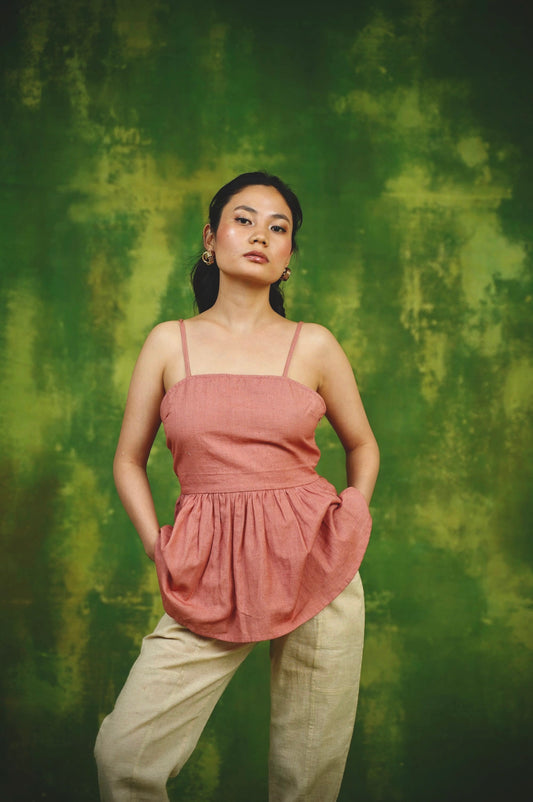 Pink Backless peplum top